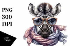 Detailed Zebra Portrait with Scarf | Clipart Product Image 3