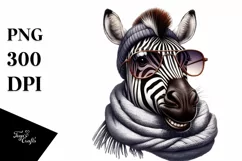 Detailed Zebra Portrait with Scarf | Clipart Product Image 1