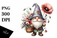 Cute Gnome Poppy Bouquet | Sublimation | Clipart Product Image 1
