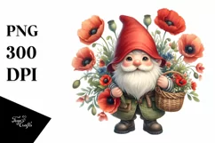 Cute Gnome Poppy Bouquet | Sublimation | Clipart Product Image 1