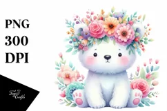 Watercolor Polar Bear Portrait, Transparent PNG Product Image 3