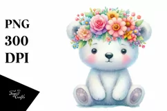 Watercolor Polar Bear Portrait, Transparent PNG Product Image 1