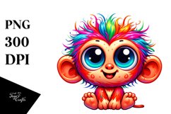 Colorful Crazy Baby Monkey, Transparent PNG Product Image 3