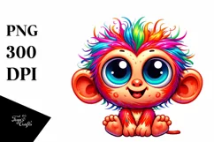 Colorful Crazy Baby Monkey, Transparent PNG Product Image 3
