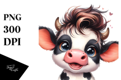 Happy Baby Cow with Sunglasses PNG Product Image 1