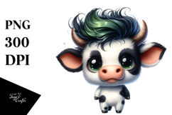Funny Baby Cow with Funny Hair PNG Product Image 1