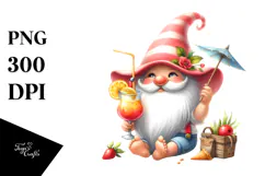 Whimsical Gnome with Cocktail, High-Res PNG Product Image 1