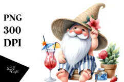 Whimsical Gnome with Cocktail, High-Res PNG Product Image 1