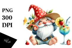 Whimsical Gnome with Cocktail, High-Res PNG Product Image 1