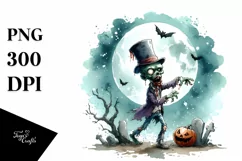 Funny Halloween Clipart with Zombie PNG Product Image 3