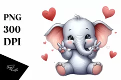 Detailed Elephant Smiling with Love Sign | Clipart Product Image 3
