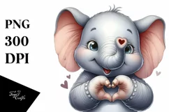 Detailed Elephant Smiling with Love Sign | Clipart Product Image 3