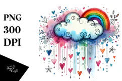 Simple Digital Painting Moon with Hearts PNG Product Image 1