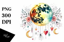 Colorful Moon Hearts PNG Product Image 1