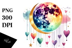 Moon with Hearts, PNG Product Image 1