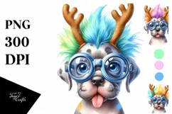 Baby Great Dane with Reindeer Horns PNG Product Image 3