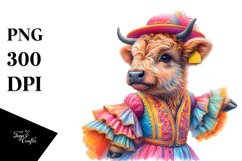 Colorful Pastel Image of Baby Highland Cow with Paso Doble Product Image 3