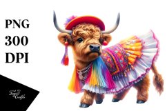 Colorful Pastel Image of Baby Highland Cow with Paso Doble Product Image 3