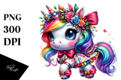 Cute Baby Unicorn in Style PNG Product Image 1