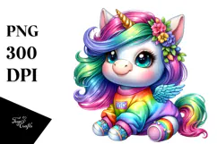 Cute Baby Unicorn Dressed, High-Quality PNG Product Image 1