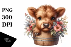 Cute Baby Highland Cow, PNG Product Image 1
