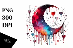 Half Moon with Blood and Hearts PNG Product Image 1