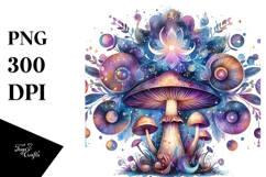 Magical Celestial Mushroom, Vibrant PNG Product Image 1