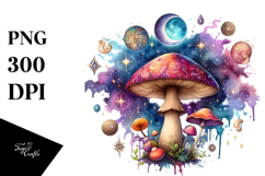 Magical Celestial Mushroom, Vibrant PNG Product Image 1