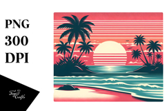 Retro Tropical Beach Sunset PNG Product Image 1