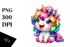 Smiling Baby Unicorn, Vibrant PNG Product Image 1