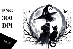 Gothic Witch with Cat PNG Product Image 1