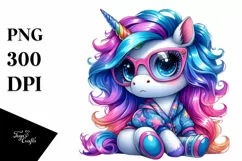 Sitting Cute Unicorn Clipart PNG Product Image 1