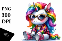 Sitting Cute Unicorn Clipart PNG Product Image 1