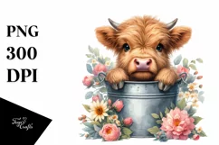 Cute Baby Highland Cow with Flowers Product Image 3