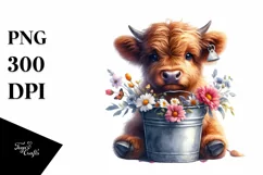 Cute Baby Highland Cow, PNG Product Image 1