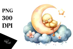 Sleeping Baby Duck on Moon, Transparent PNG Product Image 1