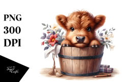 Cute Baby Highland Cow Coming Out, Transparent PNG Product Image 1