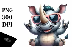Washed Rhinoceros with Rocker Sign | Clipart Product Image 3