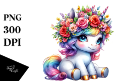 Cute Baby Unicorn with Cool Haircut PNG Product Image 1