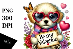 Colorful Puppy with Sunglasses, Transparent PNG Product Image 1