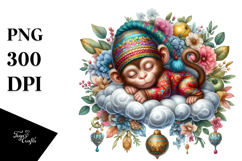 Cute Baby Monkey Christmass Clipart Product Image 1