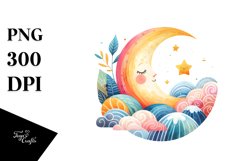 Colorfull Smiling Moon PNG Product Image 1