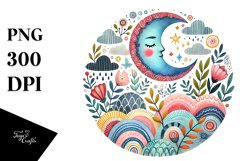 Colorfull Smiling Moon PNG Product Image 1