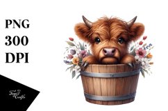 Cute Baby Macaw in Wood Bucket PNG Product Image 1