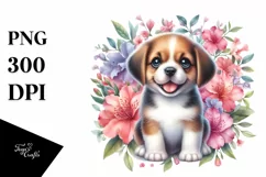 Cute Babydog in Azalea Frame | Sublimation Clipart Product Image 3