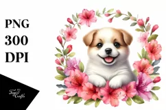Cute Babydog in Azalea Frame | Sublimation Clipart Product Image 3