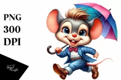Watercolor Mouse Portrait, Transparent PNG Product Image 1
