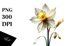 Golden Daffodil Watercolor PNG Product Image 1