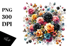 Colorful Pastel Black Roses PNG Product Image 1