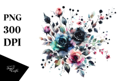 colorful Black Roses on White PNG Product Image 1